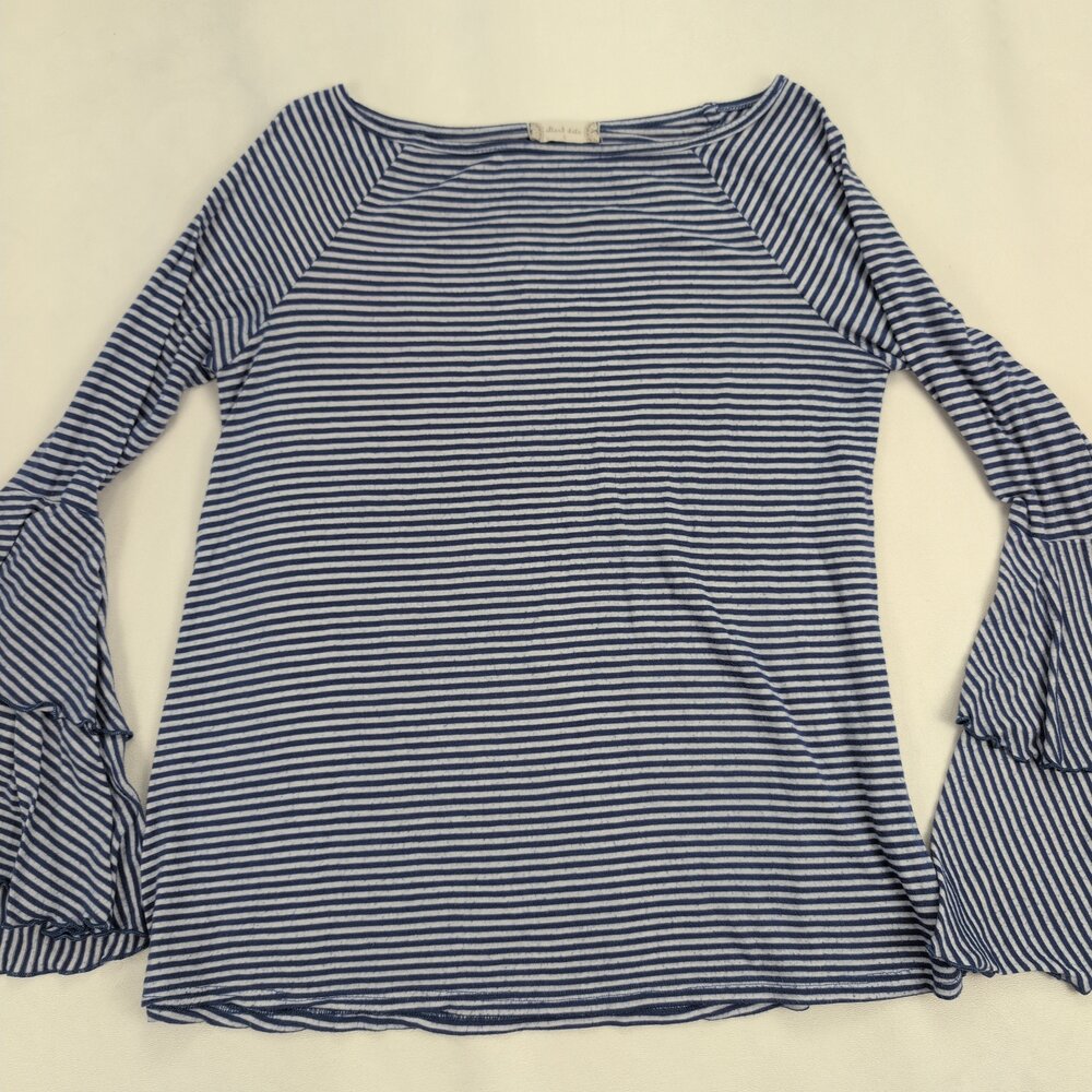 Altar'd State Striped Bell-Sleeve Top S Blue White - Picture 2 of 10